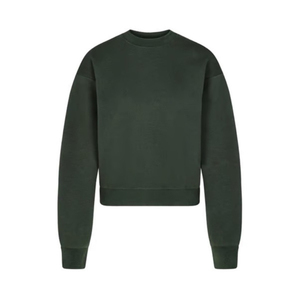 SKIMS NWT Cotton Fleece Classic Crewneck Color Spruce Sz Small